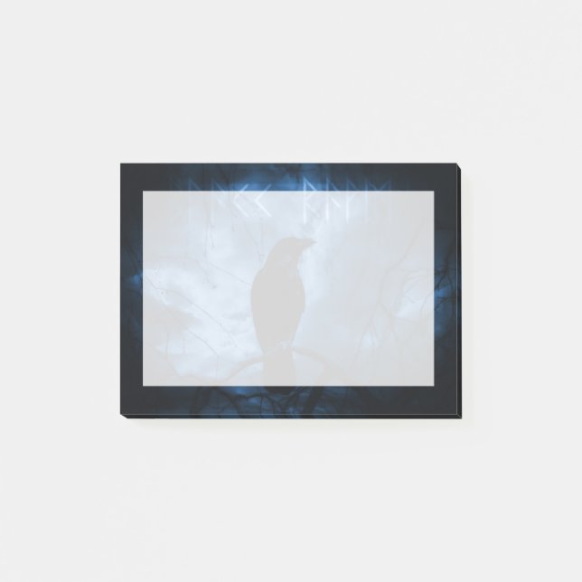 Post-it® Corneille noire avec runes style gothique foncé (Devant)