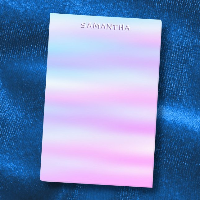 Post-it® Couleur d'eau rose bleu pastel nom personnalisé (Créateur téléchargé)