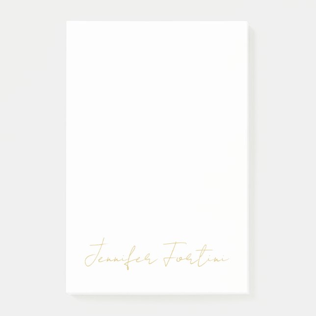 Post-it® Couleur Or Calligraphie Élégant Simple Nom (Devant)