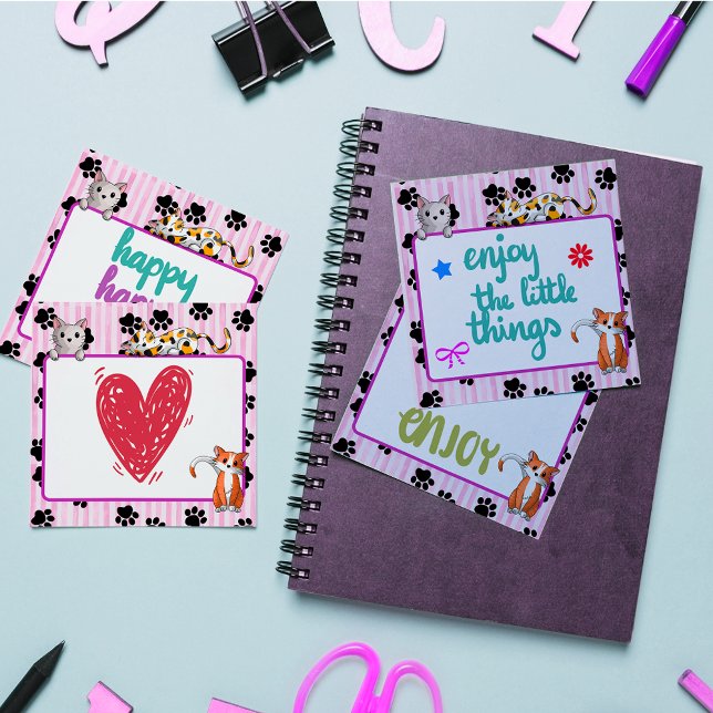 Post-it® Couleur rose avec pattes chatons mignons 3" x 3" p (Créateur téléchargé)