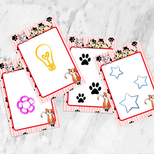 Post-it® Couleur rouge avec pattes chatons mignons 4" x 6" (Créateur téléchargé)