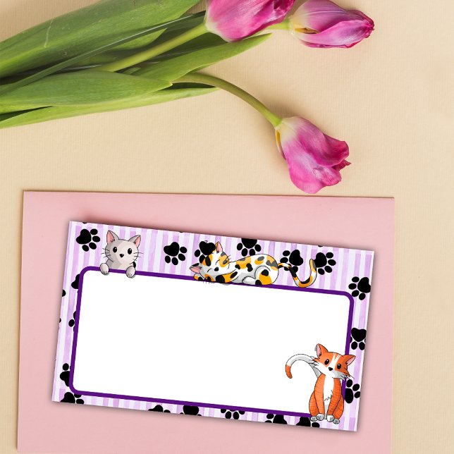 Post-it® Couleur violette avec pattes chatons mignons 10" x (Créateur téléchargé)