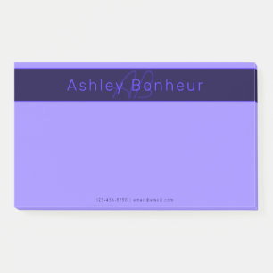 Post-it® Couleurs Deep Purple Modernes Nom et Monogramme