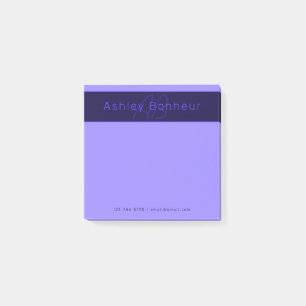 Post-it® Couleurs Deep Purple Modernes Nom et Monogramme