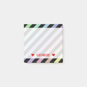 Post-it® Couleurs en pastel légères et rayures noires motif