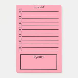 Post-it® Couleurs pastel Liste des tâches Rose clair/Roug