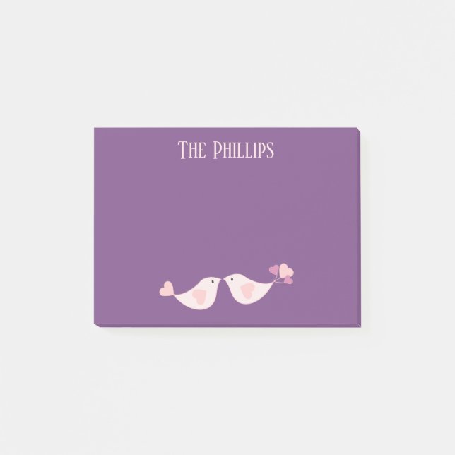 Post-it® Couleurs violettes et roses avec Inséparables (Devant)