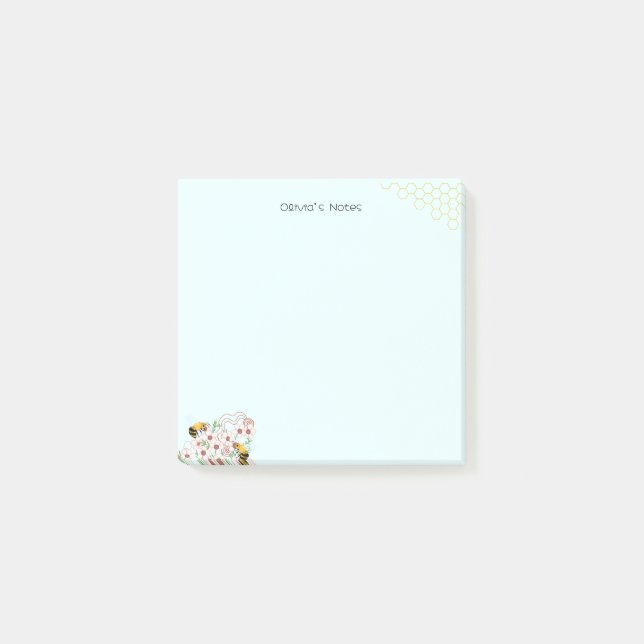 Post-it® Coupe de nid d'abeille mignonne Nom personnalisé (Devant)