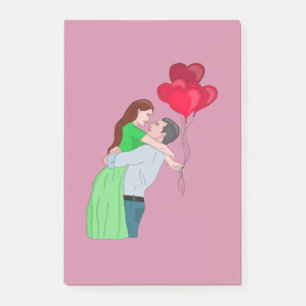 Post-it® Couple Accrochage en tenant des ballons en forme d