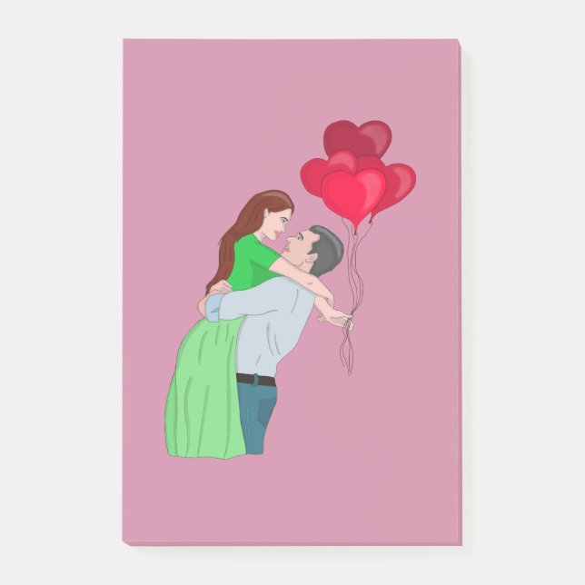 Post-it® Couple Accrochage en tenant des ballons en forme d (Devant)