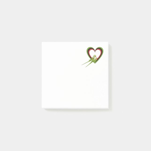 Post-it® Couple de perroquets devant des cœurs (Devant)