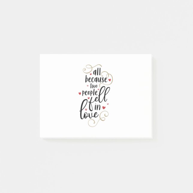 Post-it® Couple Gift All Because Two People Fell In Love (Devant)