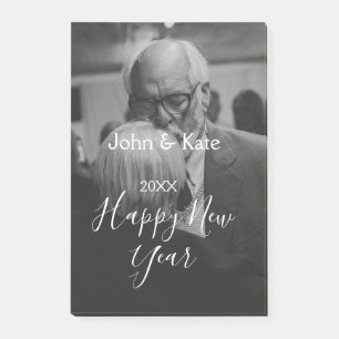 Post-it® Couple photo Bonne année nom année noir blanc 