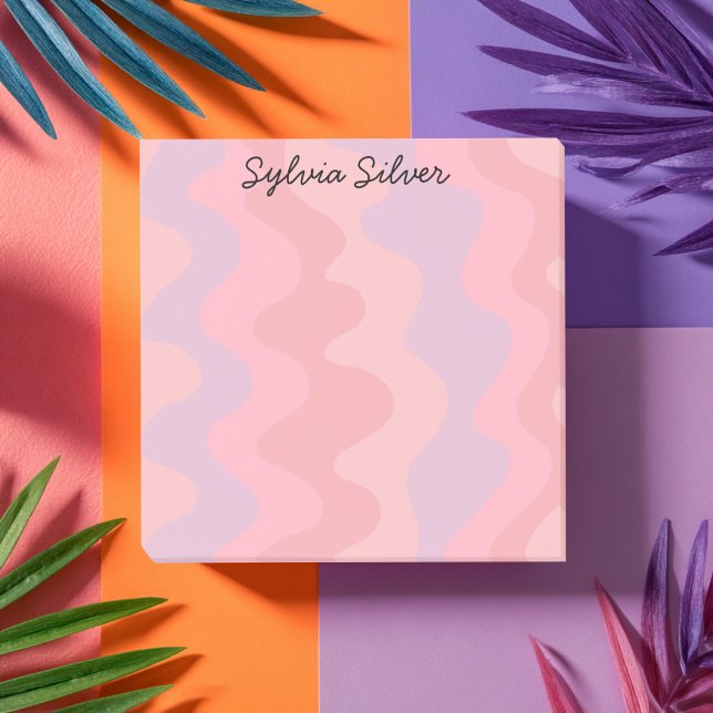 Post-it® Courbes roses personnalisées Monogramme chic perso (Pink Curves Waves CUSTOM Chic Monogram Personalized Post-it Notes
)