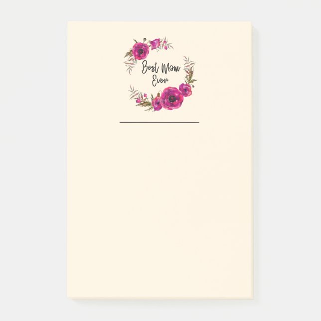 Post-it® Couronne de coquelicots floraux fuchsia rose Meill (Devant)