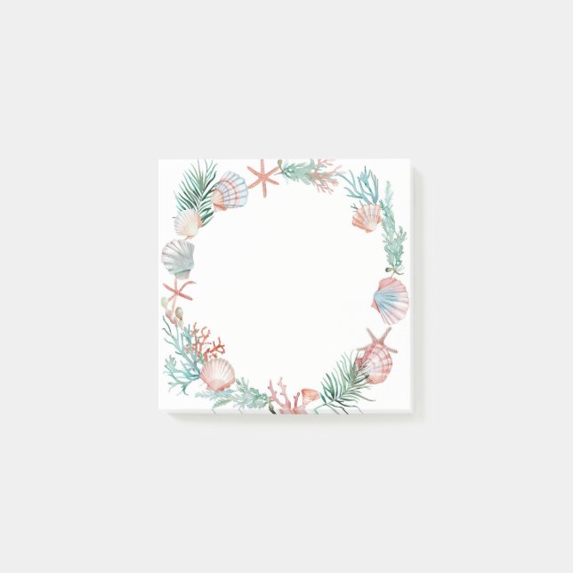 Post-it® Couronne de coquillages à l'aquarelle, création de (Devant)