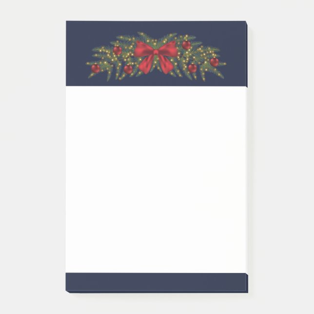 Post-it® Couronne de Noël avec un nœud rouge et des boules (Devant)