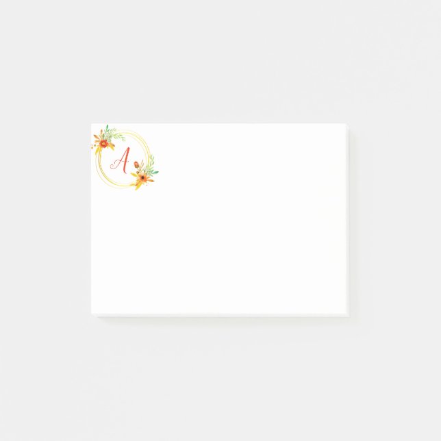 Post-it® Couronne florale à monogramme (Devant)