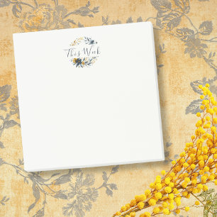 Post-it® Couronne florale personnalisable Navy et Or Classi