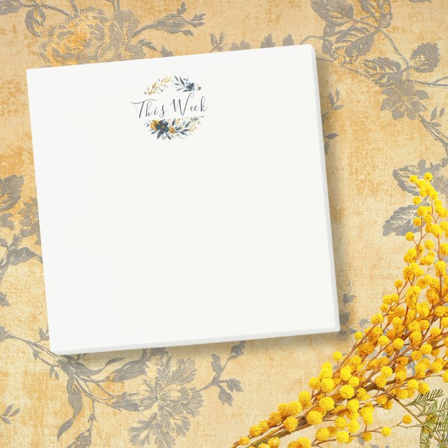 Post-it® Couronne florale personnalisable Navy et Or Classi (Créateur téléchargé)