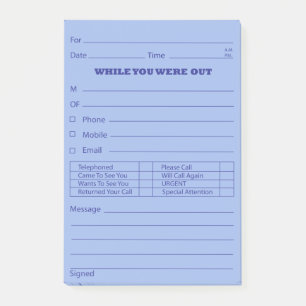 Post-it® Courrier bleu de message téléphonique il est