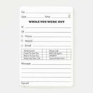 Post-it® Courrier de message téléphonique il est