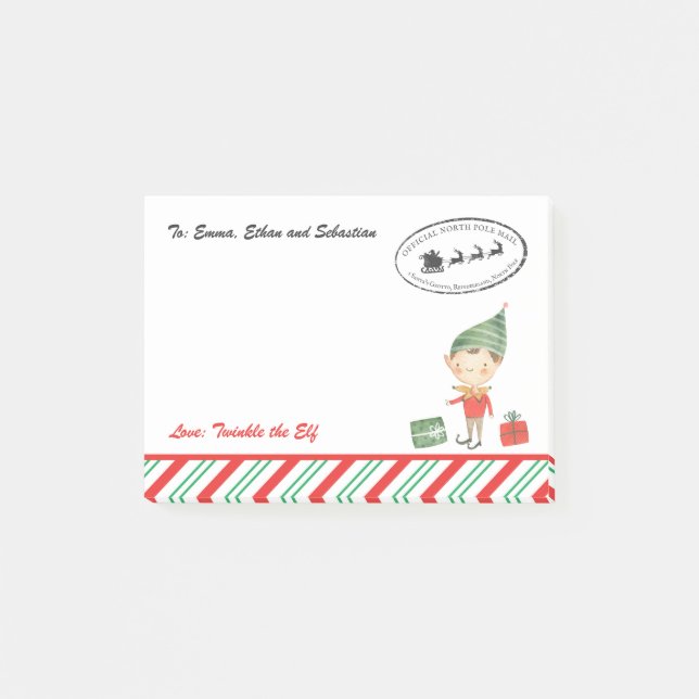 Post-it® Courrier personnalisé des elfes de Noël (Devant)