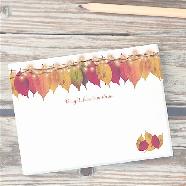 Post-it® Coutume Automne Saison Feuille Bordure Lumières Lu (fall leaf designed 4" x 3" note pad)