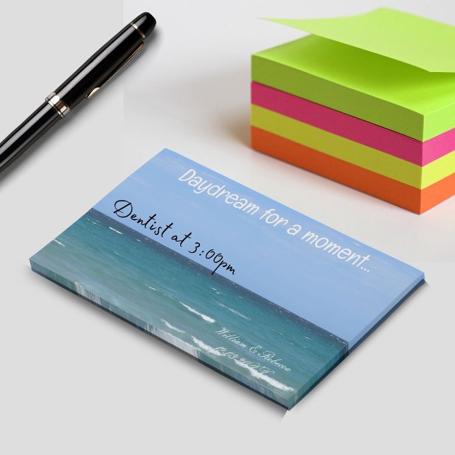 Post-it® Couverture claire et turquoise du chéquier de plag (Beach themed favors for your guests that are useful like this post it note pad)