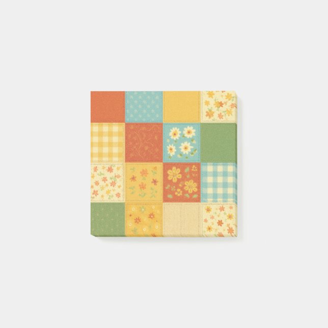 Post-it® Couvre-lit Patchwork Jaune Fleurs Maison de Campag (Devant)