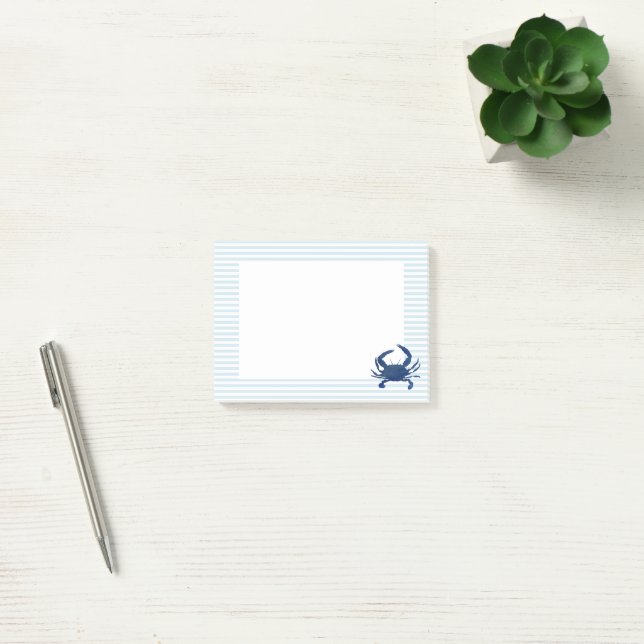 Post-it® Crabe Bleu Rayure Bleue Nautique Prépa (Bureau)