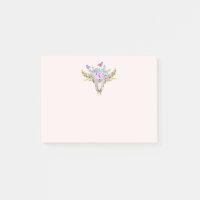Crâne animal Boho avec papillons et fleurs