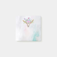 Crâne animal Boho avec papillons et fleurs