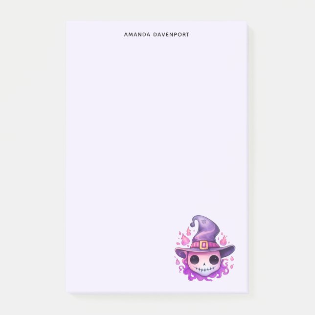 Post-it® Crâne dans un chapeau de sorcière Fantaisiste (Devant)