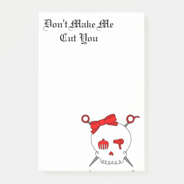 Post-it® Crâne et ciseaux accessoires de cheveux (rouges) (Devant)