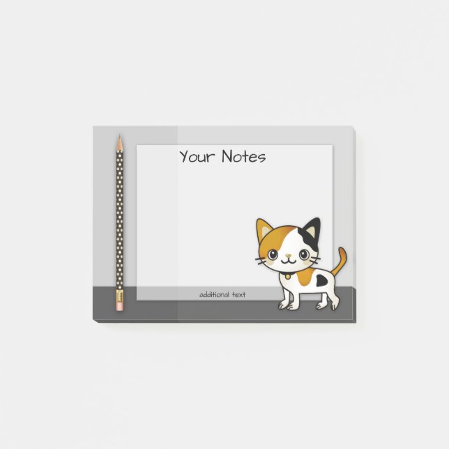 Post-it® Crayon Kitty Post It Notes (Devant)
