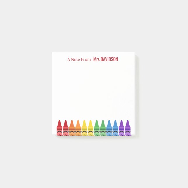 Post-it® Crayons Arc-en-Ciel Enseignant Personnalisé (Devant)
