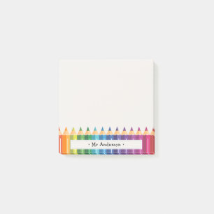 Post-it® Crayons Colorés au Nom de l'Enseignant Personnalis