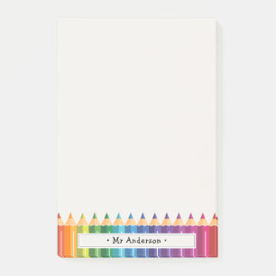Post-it® Crayons Colorés au Nom Personnalisé de l'Enseignan