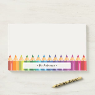 Post-it® Crayons Colorés au Nom Personnalisé de l'Enseignan