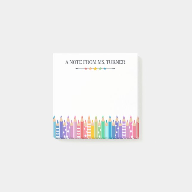 Post-it® Crayons de couleur amusants Note de l'enseignant d (Devant)