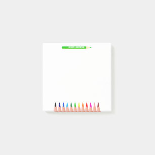 Post-it® Crayons de couleur de nom d'enseignant personnalis