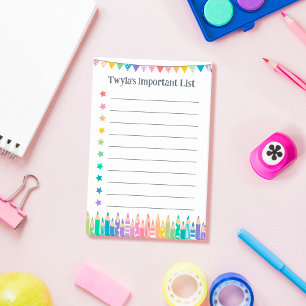 Post-it® Crayons et étoiles colorés Liste importante à fair