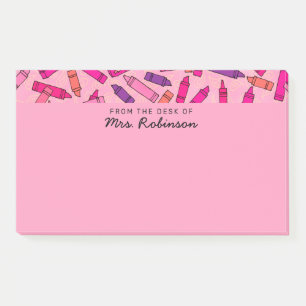 Post-it® Crayons rose mignon Professeur du bureau de 10x6