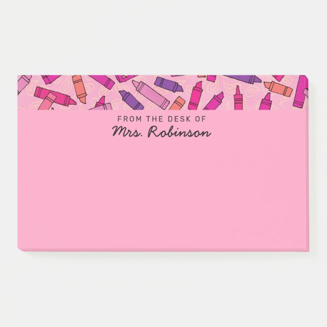 Post-it® Crayons rose mignon Professeur du bureau de 10x6 (Devant)