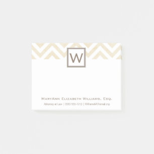 Post-it® Cream Chevron Nom exécutif & Monogram