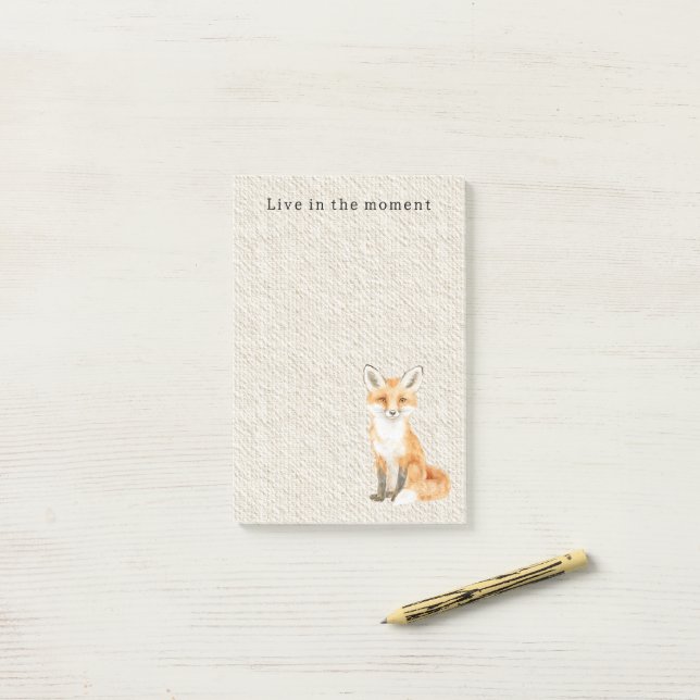 Post-it® Cream Cute Sweet Orange Fox (Sur un bureau)
