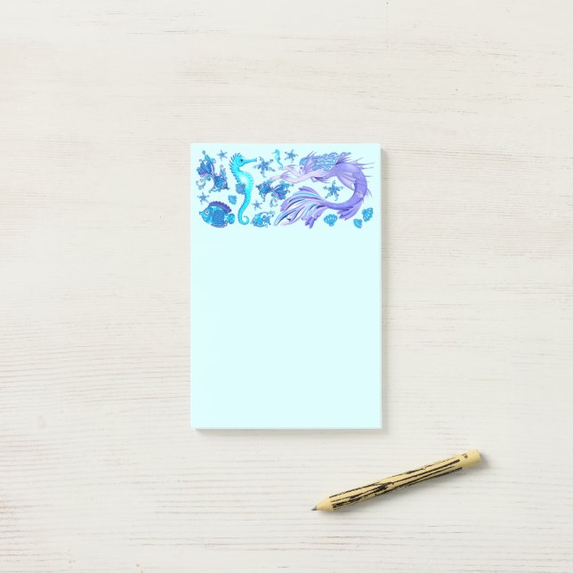 Post-it® Créature de la fée mauve de sirène (Sur un bureau)