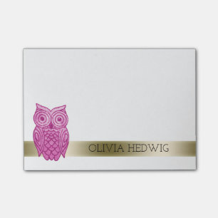 Post-it® Créez votre propre hibou rose   mignon nommé