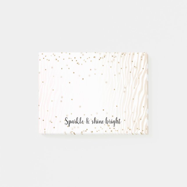 Post-it® Crème blanche floue Zebra Gold Confetti Sparkle    (Devant)